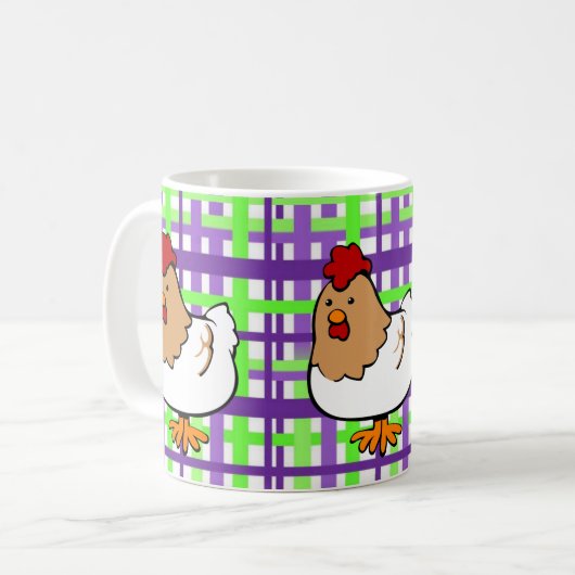 Poulet vert pourpre Plaid Mug (Devant gauche)
