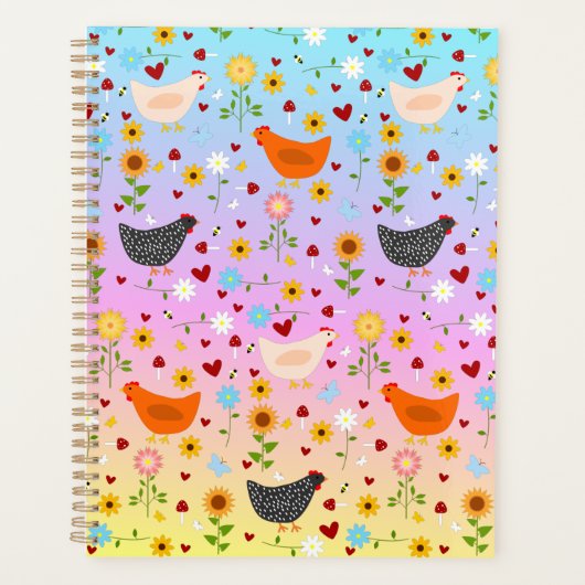 Poulets dans le jardin au coucher du soleil (Devant)