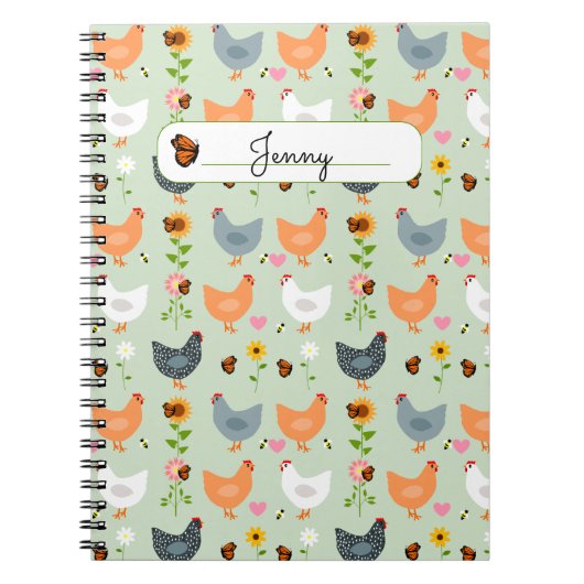 Poulets dans les fleurs Carnet personnalisé (Devant)