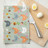 Poulets dans les fleurs Serviette de cuisine (Quart Plié)