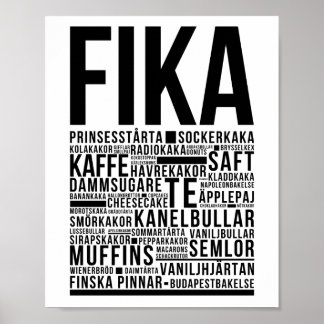 Poulets de café sucré Fika Poster de typographie