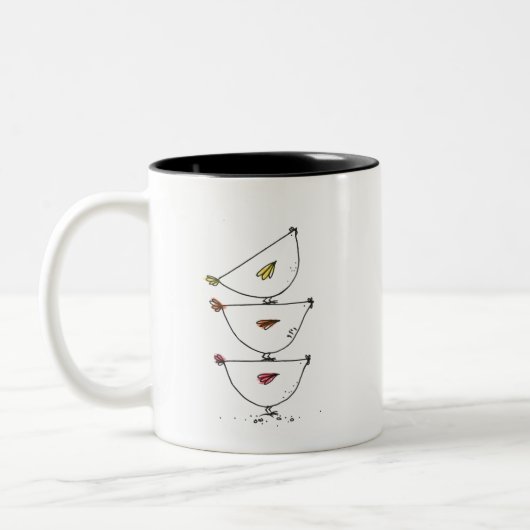 Poulets empilés Mug à café à deux tons (Gauche)