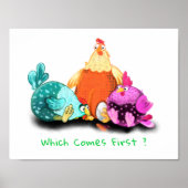 Poulets En Attente Oeuf À Hatch Poster Amusement (Devant)