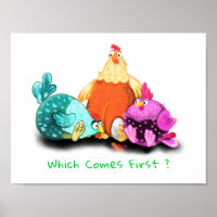 Poulets En Attente Oeuf À Hatch Poster Amusement