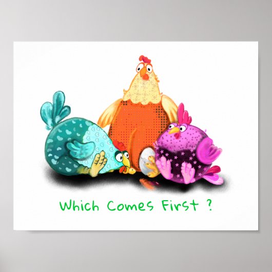 Poulets En Attente Oeuf À Hatch Poster Amusement (Devant)