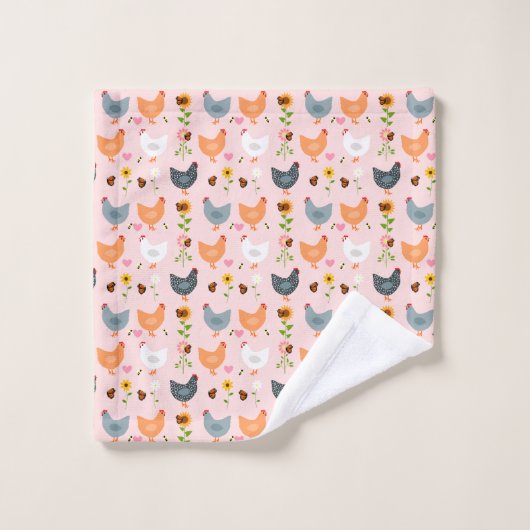 Poulets en fleurs Ensemble de serviettes de bain r (Gant de toilette)