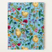 Poulets et fleurs sauvages sur bébé bleuChat dessi (Dos)