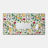 Poulets et fleurs sauvages sur blanc cassé (Clavier et souris)