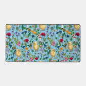 Poulets et fleurs sauvages sur le bleu bébé (Recto)