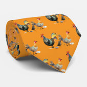 Poulets Oiseaux Ferme Motif Orange Cravate (Roulé)