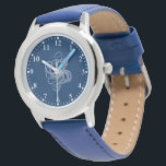 poulpe blanche sur montre bleu foncé<br><div class="desc">poulpe blanche sur un arrière - plan bleu foncé. Design simple et élégant. Correspondance de chiffres blancs.</div>