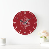poulpe blanche sur une grande horloge rouge foncé (Maison)