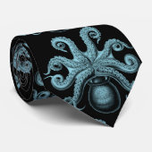 Poulpe dans Teal sur la cravate noire (Roulé)