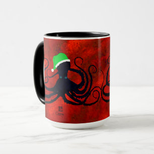 Poulpe de Noël sur le rouge - 15 onces. Tasse