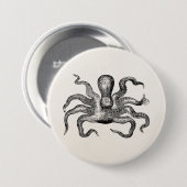  Poulpe Octopus - Sjabloon van inktvis Ronde Button 7,6 Cm (Voorkant /achterkant)