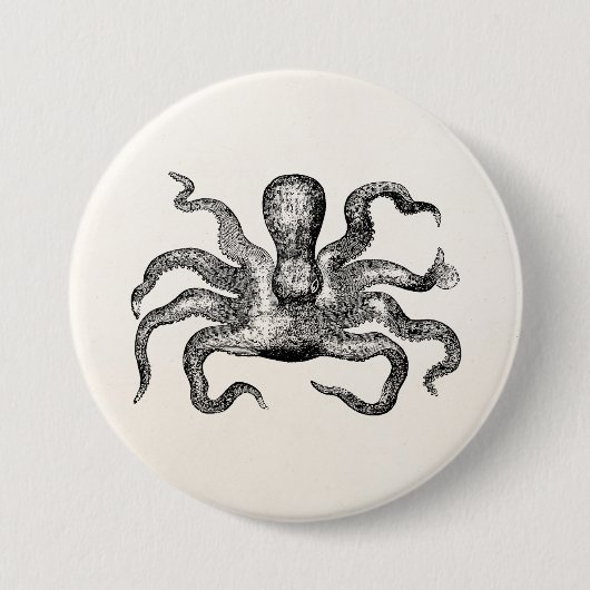  Poulpe Octopus - Sjabloon van inktvis Ronde Button 7,6 Cm (Voorkant)