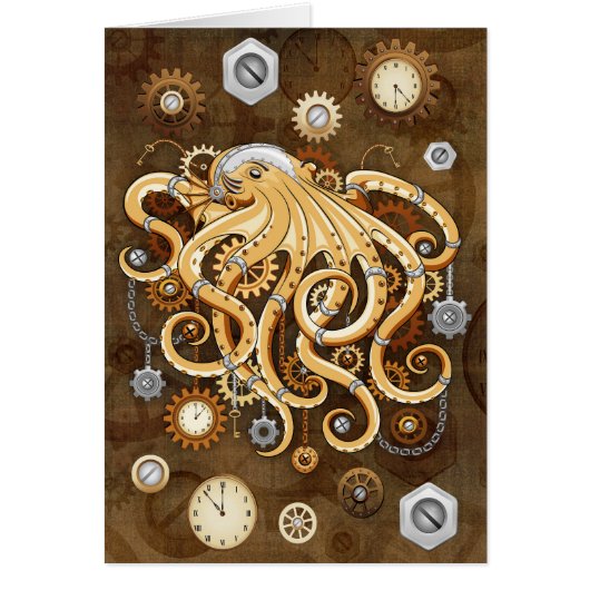 Poulpe Steampunk Rétro Fantastique Mécanique (Devant)