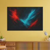 Pouls Urbain - Abstrait en toile rouge et turquois (Insitu(Salon))