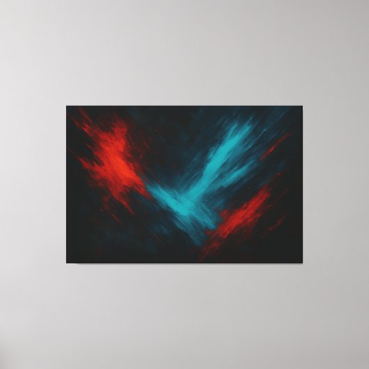 Pouls Urbain - Abstrait en toile rouge et turquois (Recto)