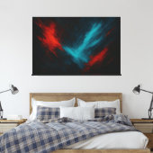 Pouls Urbain - Abstrait en toile rouge et turquois (Insitu(Chambre))
