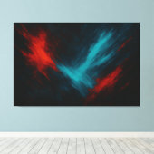 Pouls Urbain - Abstrait en toile rouge et turquois (Insitu (Plancher de Bois))