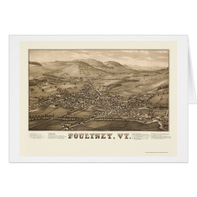 Poultney, VT Panorama Map - 1886 (Voorkant Horizontaal)