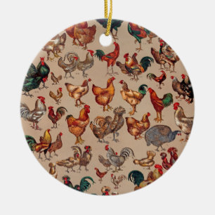 Poultry Rooster Chicken country art Keramisch Ornament