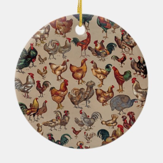 Poultry Rooster Chicken country  art Keramisch Ornament (Achterkant)