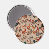 Poultry Rooster Chicken country  art Magneet (Voorkant / Achterkant)