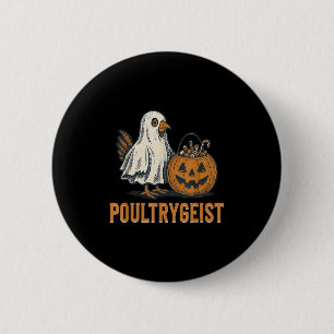 Poultrygeist Chicken Ghost Pumpkin Kostuum Hallowe Ronde Button 5,7 Cm