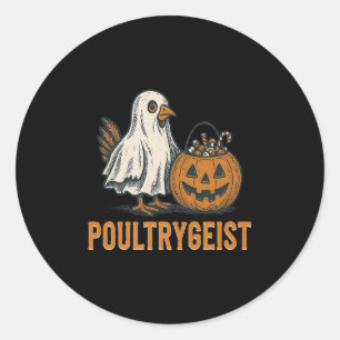 Poultrygeist Chicken Ghost Pumpkin Kostuum Hallowe Ronde Sticker