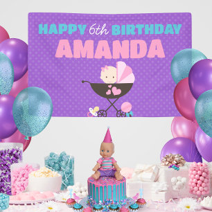 Poupée Bébé Violet Bonne bannière Anniversaire