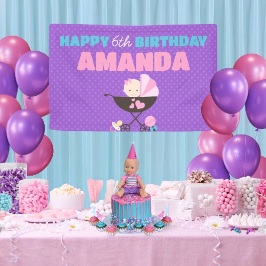 Poupée Bébé Violet Bonne bannière Anniversaire