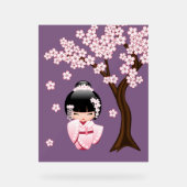 Poupée blanche Kimono Kokeshi mignonne Geisha fill (Recto)