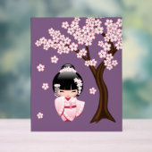 Poupée blanche Kimono Kokeshi mignonne Geisha fill (Neutre)