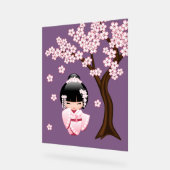 Poupée blanche Kimono Kokeshi mignonne Geisha fill (Angle)