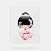 Poupée blanche Kimono Kokeshi - mignonne Geisha Gi (Recto)