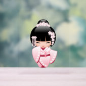 Poupée blanche Kimono Kokeshi - mignonne Geisha Gi (Neutre)