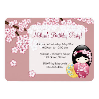 carte invitation kokeshi