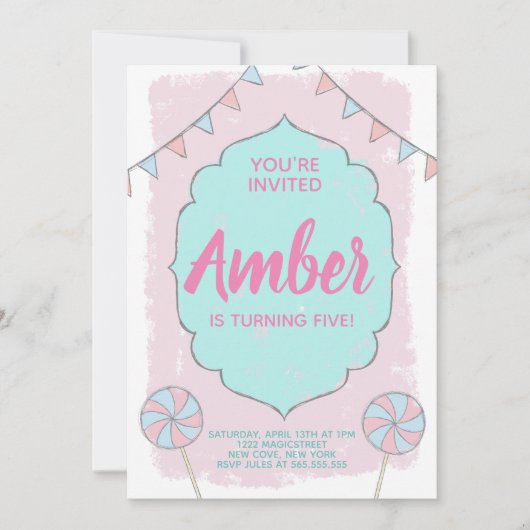 Poupée de souris de fille Invitation d'anniversair (Devant)