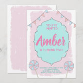 Poupée de souris de fille Invitation d'anniversair (Devant / Derrière)