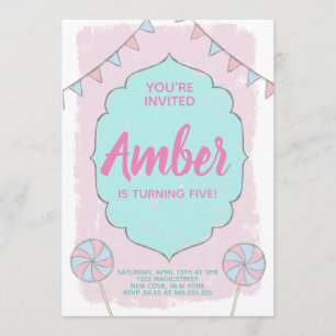Poupée de souris de fille Invitation d'anniversair
