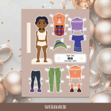 Poupée en papier de Noël Fille indienne Tenues d'h