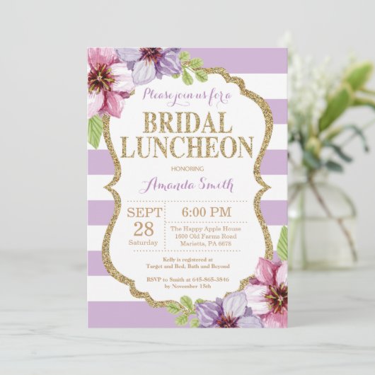 Poupée et or nuptiale Invitation Florale (Debout devant)