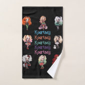 Poupée Fille Thème Épouvantable Halloween avec Nom (Serviette à main)