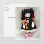 Poupée gothique avec ours en peluche Carte postale (Devant / Derrière)