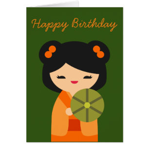 Poupée japonaise Kokeshi, orange cuite