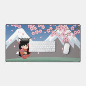 Poupée Kitsune Kokeshi - Black Fox Geisha Girl (Clavier et souris)