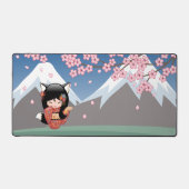 Poupée Kitsune Kokeshi - Black Fox Geisha Girl (Recto)