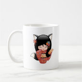 Poupée Kitsune Kokeshi - Black Fox Girl Coffee Mug (Gauche)